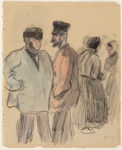 Group of People at the Market, Gisors by Camille Jacob Pissarro