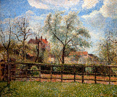 Pear Trees and Flowers at Eragny, Morning by Camille Jacob Pissarro
