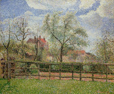 Pear Trees and Flowers at Eragny, Morning, 1886 by Camille Jacob Pissarro