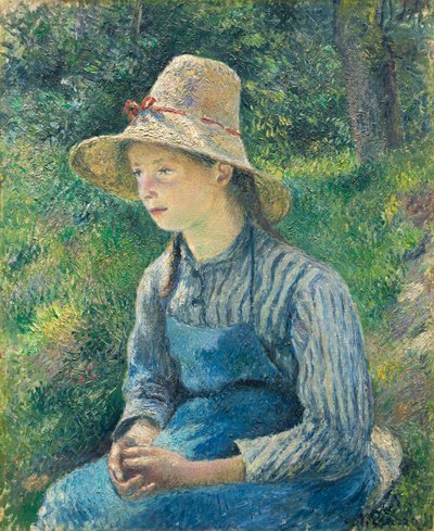 Peasant Girl with a Straw Hat by Camille Jacob Pissarro