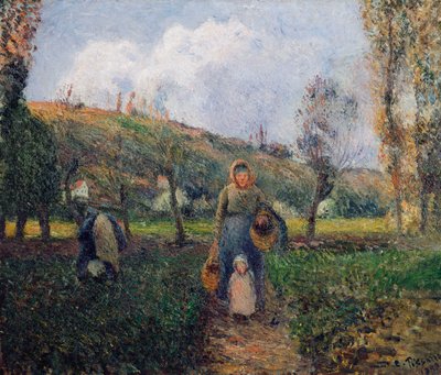 Peasant and Child Returning from the Fields, Pontoise by Camille Jacob Pissarro