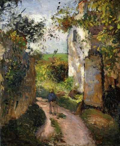 Peasant on an Alley by a House, Pontoise by Camille Jacob Pissarro