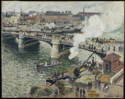 Pont Boieldieu in Rouen, Damp Weather by Camille Jacob Pissarro