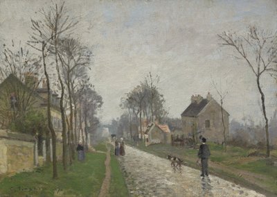 Route de Versailles, Louveciennes, Rain Effect by Camille Jacob Pissarro