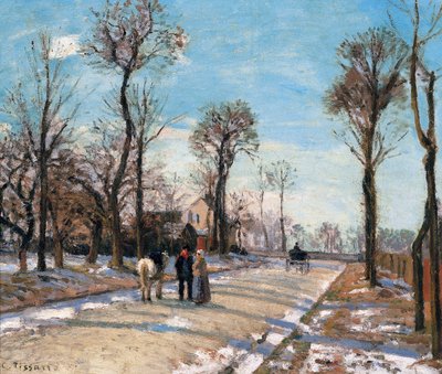 Route de Versailles, Louveciennes, Winter Sun and Snow by Camille Jacob Pissarro