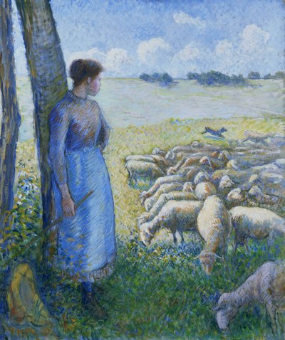 Shepherdess and Sheep by Camille Jacob Pissarro