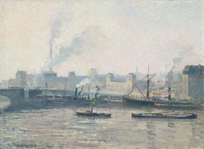 The Saint-Sever Bridge, Rouen: Mist by Camille Jacob Pissarro