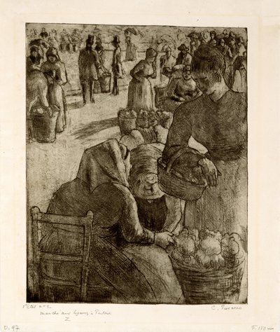 The Vegetable Market at Pontoise, 1891 by Camille Jacob Pissarro