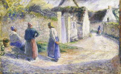Village Street with Three People on the Right by Camille Jacob Pissarro