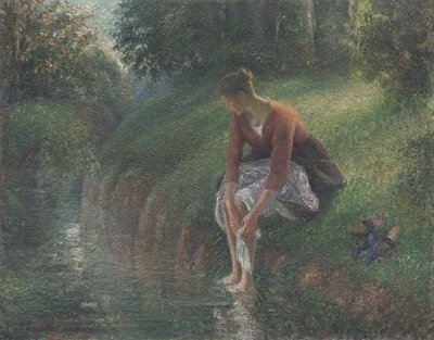 Woman Bathing Her Feet in a Brook by Camille Jacob Pissarro