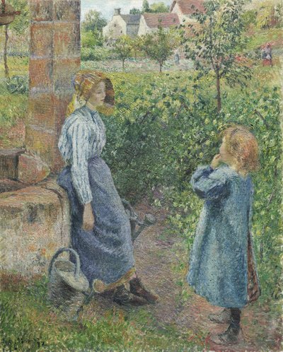 Woman and Child at the Well by Camille Jacob Pissarro