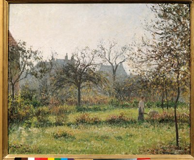 Woman in an Orchard, Autumn Morning by Camille Jacob Pissarro