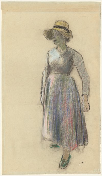 A Peasant Girl in a Straw Hat, c. 1892 by Camille Pissarro