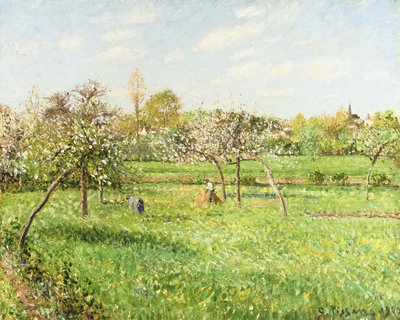 Morning, Spring, Grey Weather, Eragny by Camille Jacob Pissarro