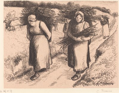 Peasants Carrying Sticks by Camille Pissarro