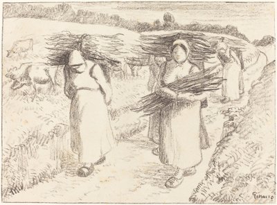 Peasants Carrying Sticks by Camille Pissarro