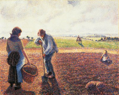 Peasants in the Field, Eragny by Camille Pissarro