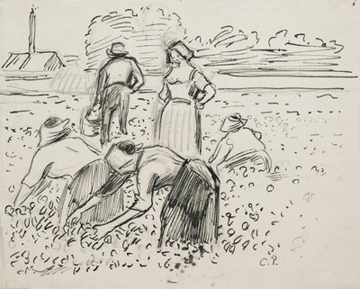Study of Five Peasant Figures Working in a Field by Camille Pissarro