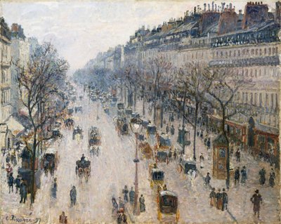 The Boulevard Montmartre on a Winter Morning by Camille Jacob Pissarro