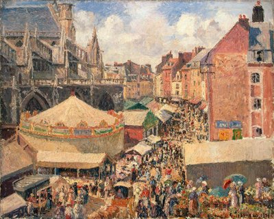 The Fair in Dieppe, Sunny Morning by Camille Pissarro