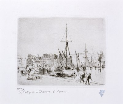 The Harbour near the Customs House at Rouen by Camille Jacob Pissarro