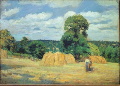 The Harvest in Montfoucault in Mayenne by Camille Jacob Pissarro