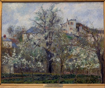 Vegetable garden and trees in bloom in spring in Pontoise (plum trees in bloom) by Camille Pissarro (1830-1903). 1877. Paris, Musee d