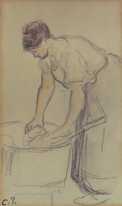Woman Washing Laundry by Camille Pissarro