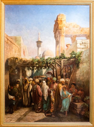 Strollers around the Bacchus Colonnade in Latakieh by Camille Rogier