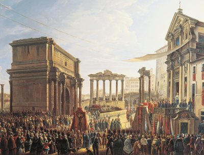 Pope Pius IX (1846-1878) giving sermon in Campo Vaccino by Camillo Pacetti