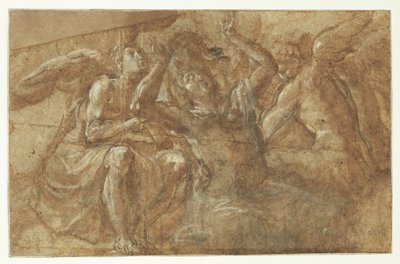 An Enthralled Man with Raised Hands Surrounded by Three Angels by Camillo Procaccini