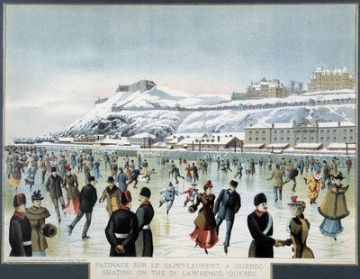 Skating on the St. Lawrence in Quebec City by Canadian School