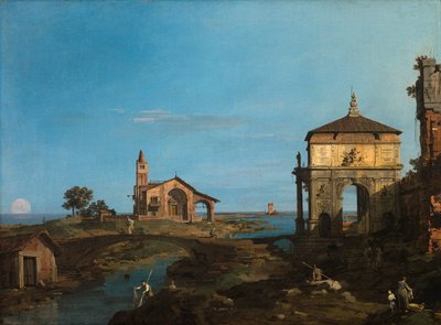 An Island in the Lagoon with a Gateway and a Church by Canaletto (Giovanni Antonio Canal)