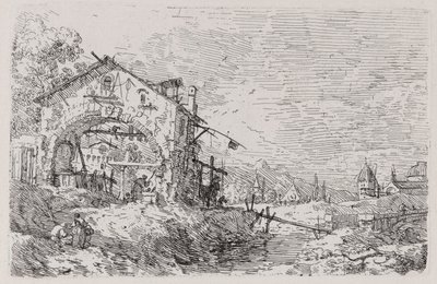 Landscape with a Woman at a Well, from the Series Vedute (Views) by Canaletto (Giovanni Antonio Canal)
