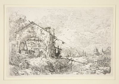 Landscape with a Woman at a Well, from the series Vedute by Canaletto (Giovanni Antonio Canal)