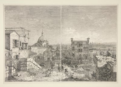 The House with the Inscription: MDCCXLI. A. C. [and] The House with the Peristyle and Six Columns, from the Series Vedute (Views) by Canaletto (Giovanni Antonio Canal)