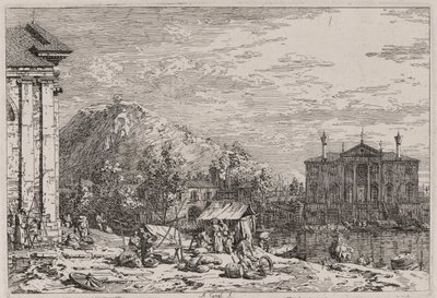 The Market at Dolo, from the series Vedute (Views) by Canaletto (Giovanni Antonio Canal)