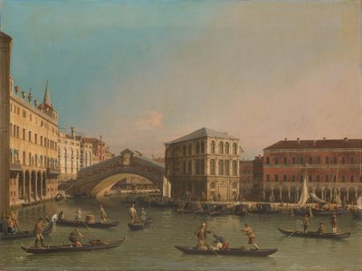 The Grand Canal with the Rialto Bridge and the Fondaco dei Tedeschi by Canaletto (workshop of)