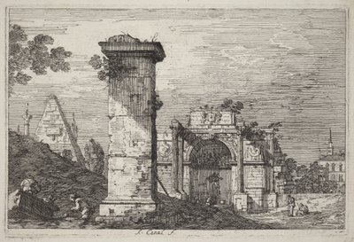 Landscape with Ruined Monuments by Canaletto