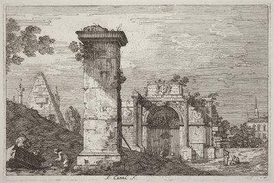 Landscape with Ruined Monuments (right) by Canaletto