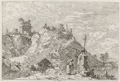 Landscape with the Pilgrim at Prayer, c. 1735-1746 by Canaletto
