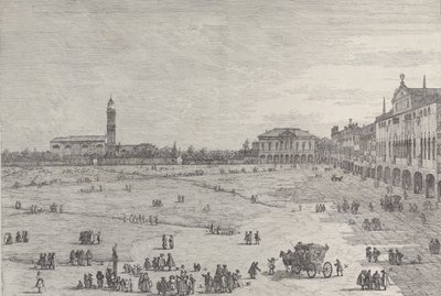 Prà della Valle: the right half of the square of Prà della Valle in Padua, with the Col... by Canaletto