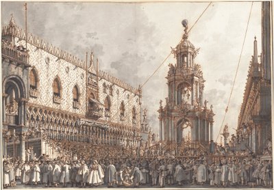The Giovedì Grasso Festival before the Ducal Palace in Venice by Canaletto