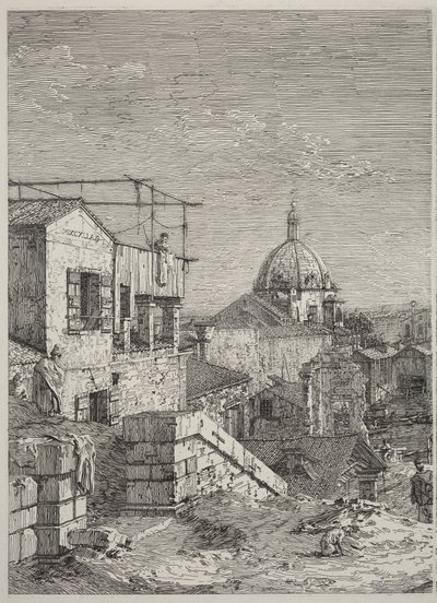 The House with the Inscription (left) by Canaletto