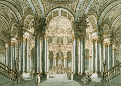 The Interior of a Church, with Figures at Prayer by Giovanni Antonio Canal