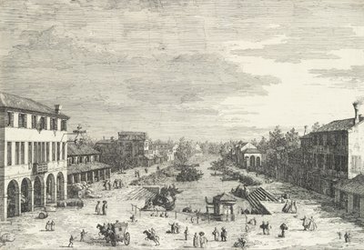 View of Mestre, an Inn at Left and Other Various Buildings Lining the Canal, 1735-46 by Canaletto