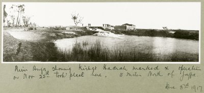 River Auja, showing Khirbet Hadrah, 3rd December 1917 by Capt. Arthur Rhodes
