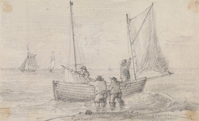 Sketch of a Group Preparing the Sails near the Shore, Hastings by Capt. Thomas Hastings