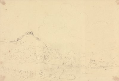 Sketch of a Hilltop Castle with Houses Below by Capt. Thomas Hastings