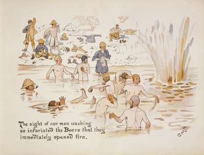 The sight of our men washing so infuriated the Boers that they immediately opened fire (from The Leaguer of Ladysmith, 1900) by Captain Clive Dixon